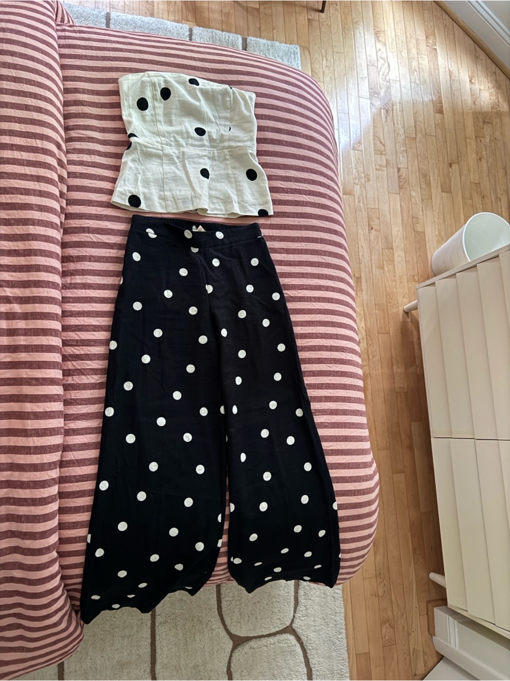 Polka Dot Linen Top and Pants Set